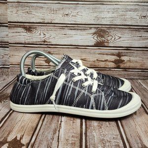 MATA Women's 8 Black White Scrunch Back Canvas Casual Comfort Shoes Sneakers